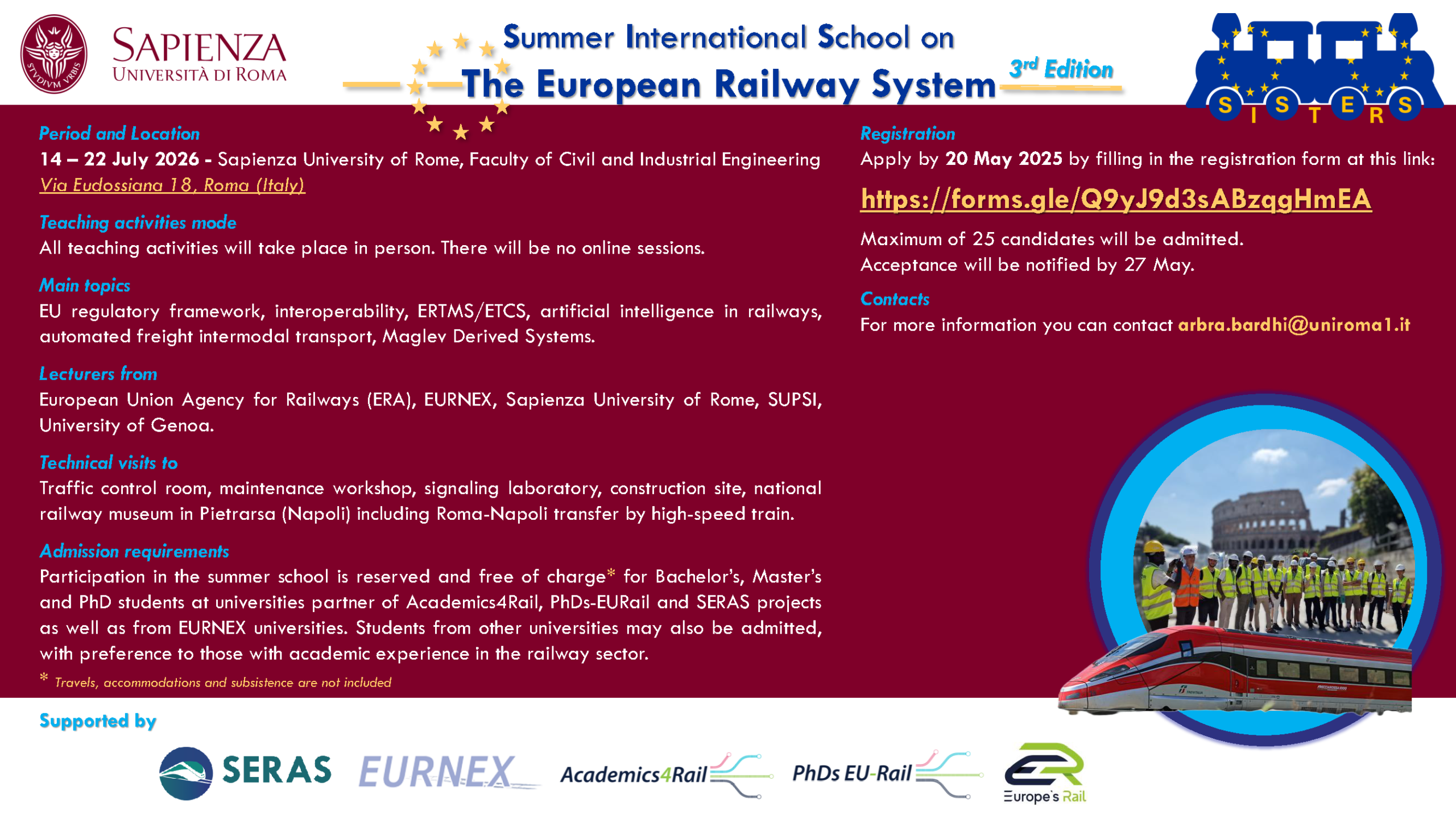 Summer International School on The European Railway System (SISTERS 2026)